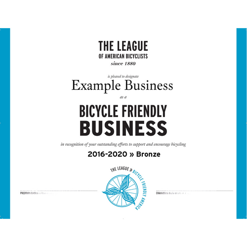 Bicycle Friendly Business - Award Certificate Duplicates