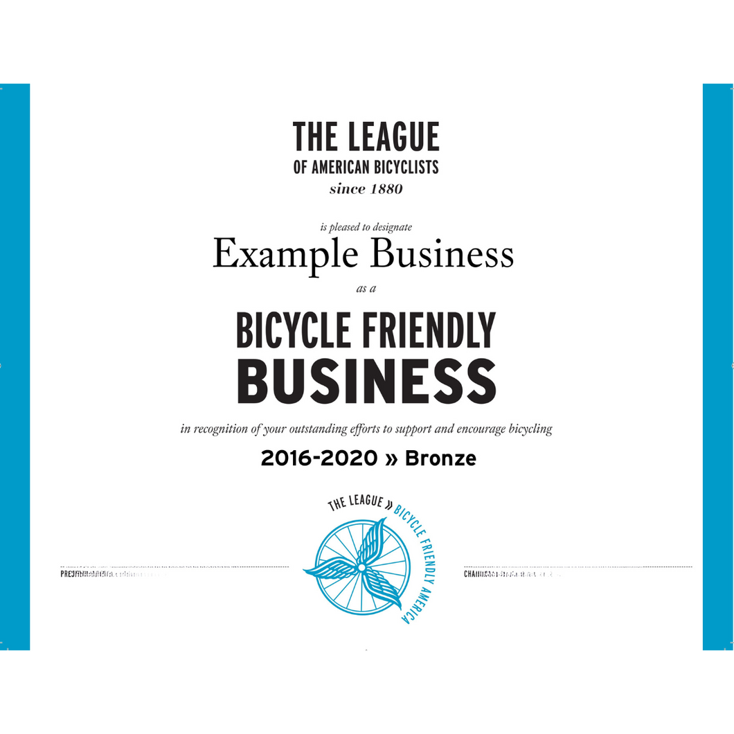 Bicycle Friendly Business - Award Certificate Duplicates