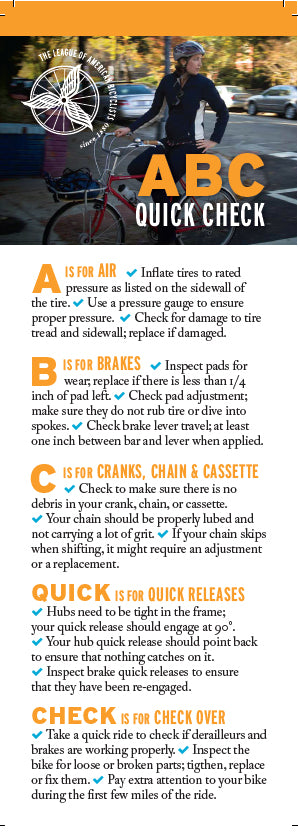 ABC Quick Check Bookmarks – Bike League | League of American Bicyclists